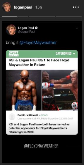 LOGAN PAUL IS READY TO FACE FLOYD MAYWEATHER IN 2020 ...