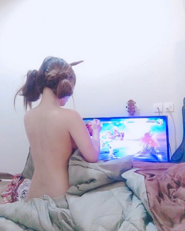 Topless gamer girls