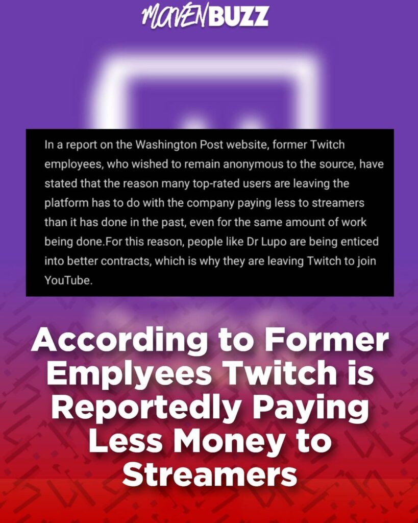 Twitch Reportedly Paying Less Money To Streamers Maven Buzz